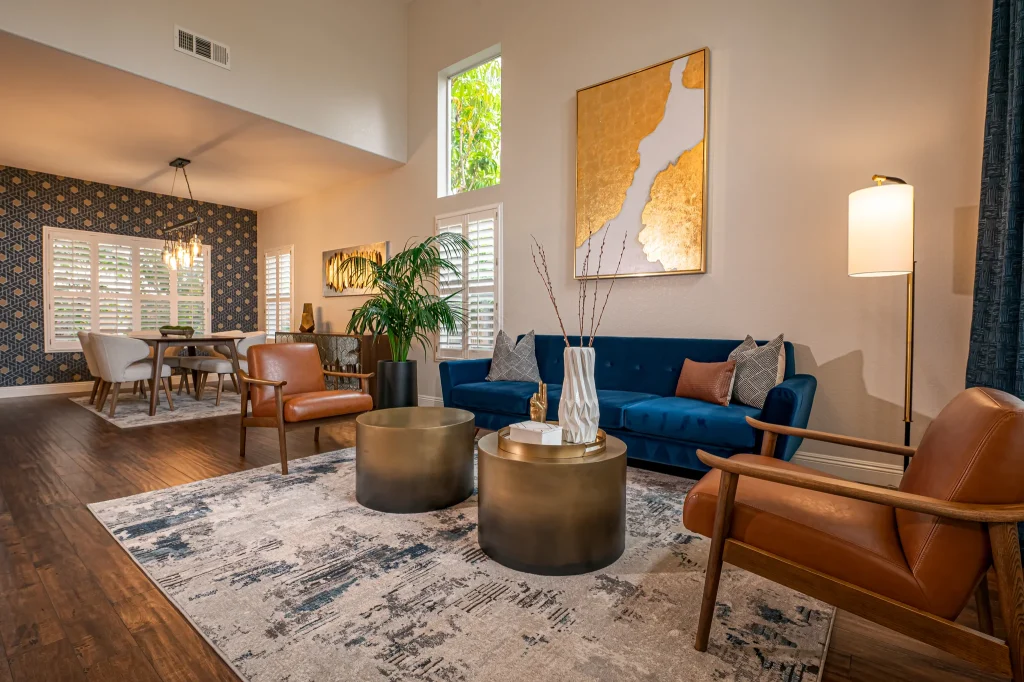 Professional interior real estate photography showcasing a luxury living room in San Diego by Noah Gilman Productions.